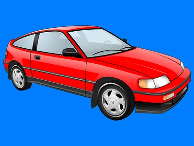 Honda CRX Rio Red adobe adobe illustrator adobemax car car art crx honda illustratoronipad ipad pro redcar vector illustration