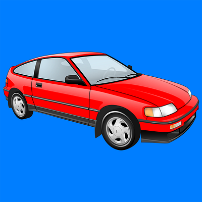 Honda CRX Rio Red adobe adobe illustrator adobemax car car art crx honda illustratoronipad ipad pro redcar vector illustration