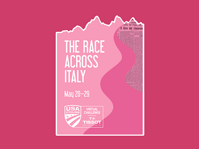 Race Across Italy Virtual Challenge Sticker cycling giro ditalia graphic design usa cycling vector