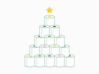 Toilet Paper Tree christmas covid illustration ornaments rolls stacked star toiletpaper tree