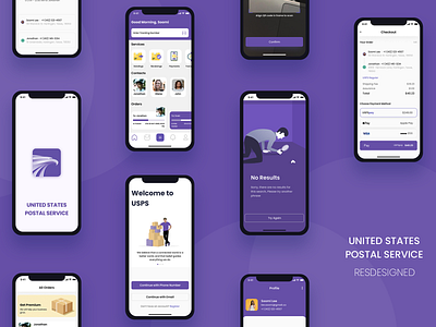 USPS Mobile App Redesigned app design iconography illustration logo redesign redesign concept taran typography ui uiux usps ux