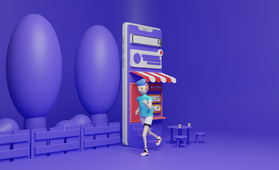 Run from the revision :D 3d 3d art 3d artist 3dart art artwork blender illustration isometric landing page web website