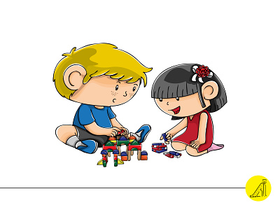 play with educational toy - 2 flat illustration vector