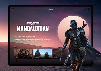 The Mandalorian - Disney+ Website Design design disney lucasarts mandalorian sci fi sketch star wars stream streaming svod themandalorian ui ui design ux ux design uxui vod web webdesign