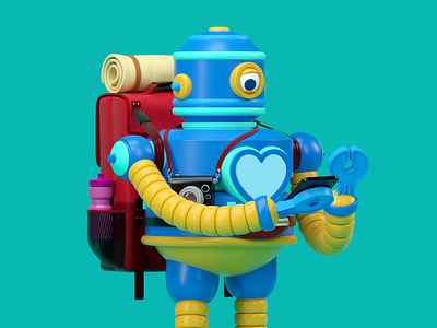 ROBOT 3d c4d character illustration octane render vector