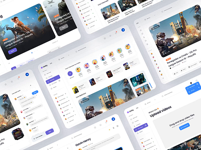 Unity Gaming 🎮Design Kit – Desktop app card clean dark mode game gaming minimal navigation bar playlist social network social platform typography ui ui component ui design ui kit ux ux design video platform video ui kit