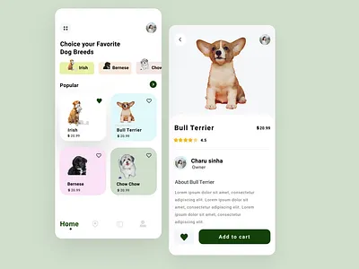 Pet shopping app design font awesome google fonts unsplash