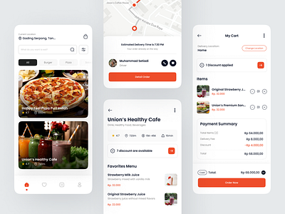 Food Order & Delivery Mobile App Concept app clean courier delivery drink food food order minimalist mobile order restaurant services ui design