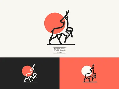 Deer Line Art logo idea. animal awesome deer design graphic horn icon inspirations line art logo nature strong sun symbol technology vector wild wildlife zoo
