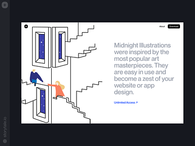 Midnight Illustrations ✨ branding characters colorful couple design dream illustration midnight product storytale ui vector web