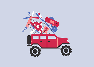 Vectober / 15 / Outpost bold flat jeep military minimal offroad self care soldiers survival survival kit survive survivor tied up troops truck vectober vectober2020 vector vehicle