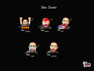 Man Twitch Emotes 3d animation branding cartoon design emoji emote emotes graphic design illustration logo motion graphics twitch twitchemote twitchemotes ui