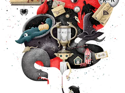 Harry Potter dragon fenix harry potter harrypotter hogwarts illustration magic witch wizard