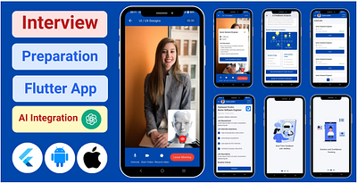 AI-Powered Job Interview Preparation Flutter App UI Kit | AI animation graphic design logo ui user friendly