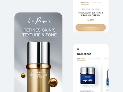 La Prairie Mobile App Design Concept - Skincare Brand app beauty clean concept cosmetic design ecommerce fashion flat glossier ios makeup app minimal mobile shopping skincare ui ux white woman