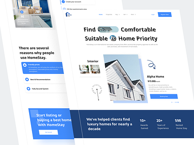 HomeStay - Real Estate Landing Page agency apartment building clean corporate design house landing page minimalist pattern photo property property management real estate real estate agency realtor residence ui web design website