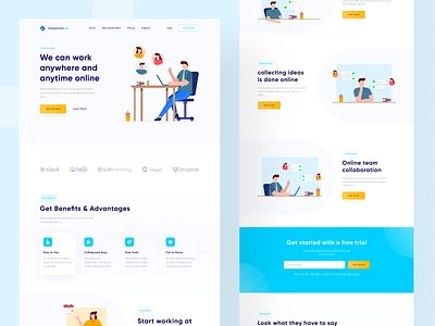 Gaweonlen - Landing Page UI Design clean design clean ui daily design flat illustration illustration landing page landing page design logo meeting ui ui design uiux ux webdesign work yellow