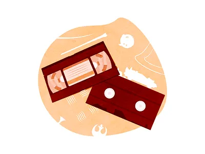 Old videotapes in vintage style 90s art back to the future brown cassette design drawing equipment film harry potter illustration noise retro star wars vector vhs videocassette videotape vintage