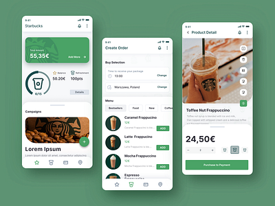 Starbucks App app application coffee concept daily design dribbble e commerce green mobile ordering product purchase starbucks ui uiux user userexperience userinterface ux