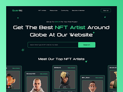 NFT Artist Hiring Website artwork auction blockchain bored ape crypto wallet cryptoart digital art dronies ethereum futuristic gamning glassmorphism illustration nft nft artist nft design nftart rarible token web design