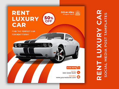 Rent car social media post banner template Design adobe illustrator adobe photoshop banner design car banner facebook ad graphic design instagram banner luxury car need a car social poster