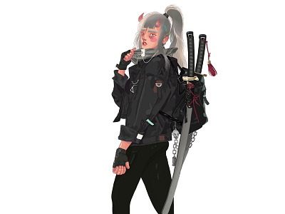 Punk Samurai Demon art character design digital digital art digital design digital illustration illustration