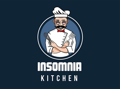 Insomnia Kitchen art branding cartoon logo character chef chef mascot illustration insomnia insomnia kitchen kitchen kitchen design kitchen logo mascot mascotlogo minimal