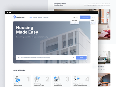 Housing Base agency design house realestate ui web