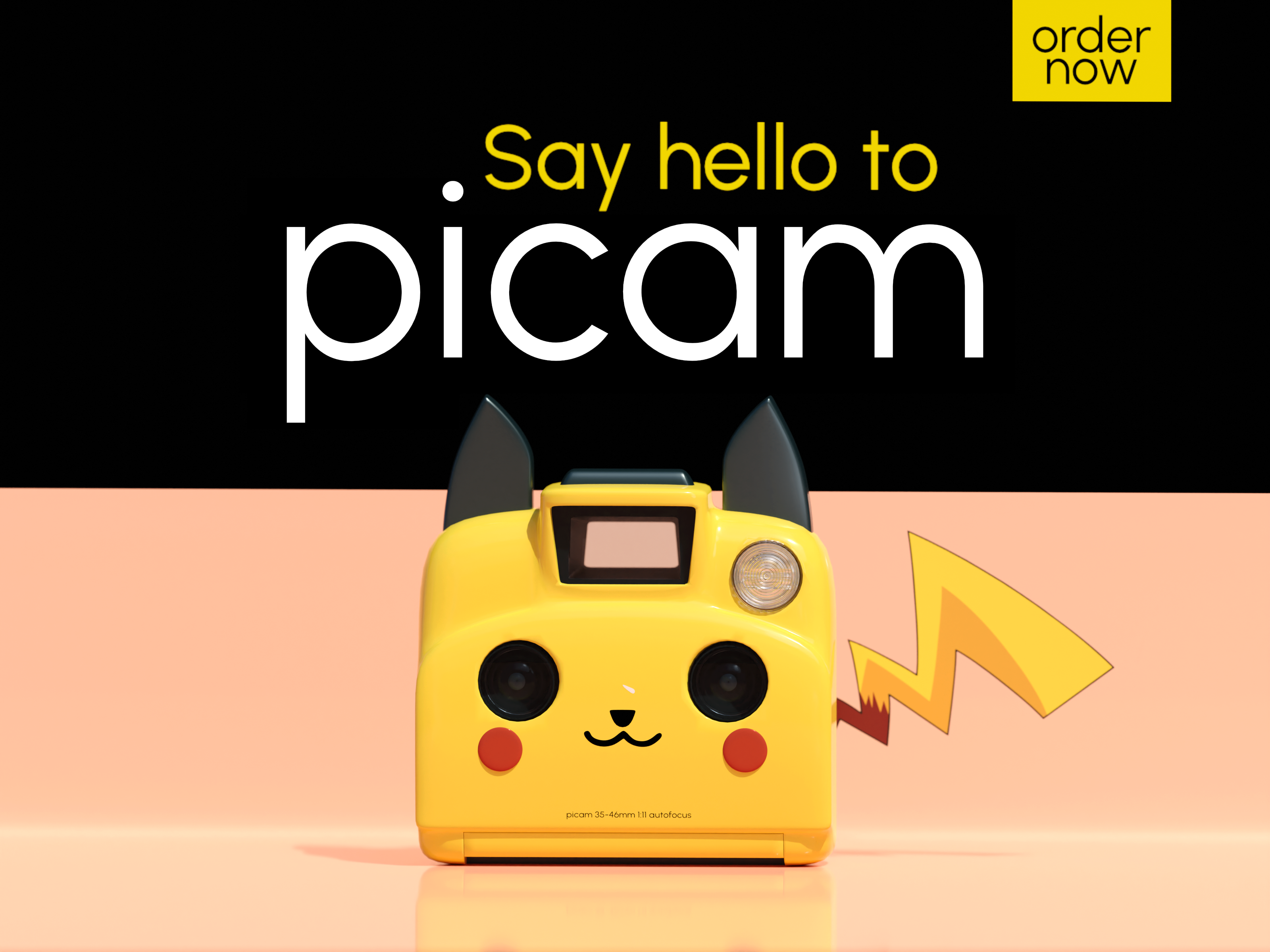 Say hello to Picam 3d affinity designer animation blender camera cartoon concept cute cycles graphic design hello motion graphics pikachu pokemon polaroid product render