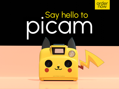 Say hello to Picam 3d affinity designer animation blender camera cartoon concept cute cycles graphic design hello motion graphics pikachu pokemon polaroid product render