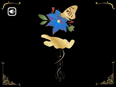 Hand Floral Geometry butterfly geometry illustration luxury graphic elements