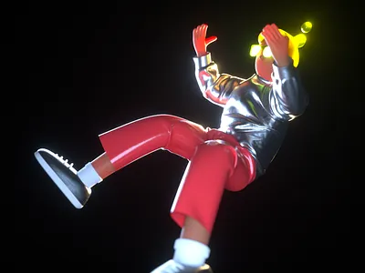 Vibe Fall 3d 80s c4d character clothes glow illustration marvelous designer octane octanerender stylized