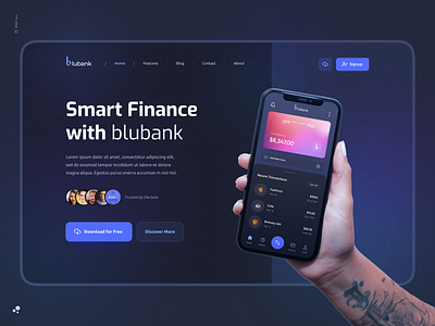 Blubank Landing best dribbble shots branding clean design finance finance app finance management fintech landing landing page manage money promotion ui ui design ux ux design visual design wallet web