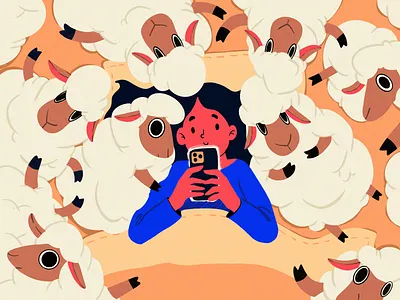 Social Addict Illustration animals character chatting design design studio digital art digital illustration digital painting graphic design home illustration illustration art illustrations illustrator mobile night procreate sheep sleep social network