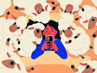 Social Addict Illustration animals character chatting design design studio digital art digital illustration digital painting graphic design home illustration illustration art illustrations illustrator mobile night procreate sheep sleep social network