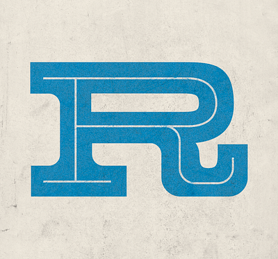 R blue design inline letter letterform r serif slab texture type typography