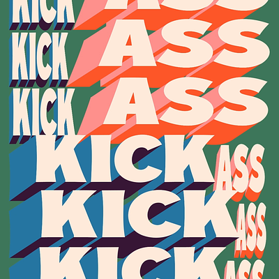 KICK ASS 3d animation branding design graphic design icon illustration kinetic typography logo motion motion graphics shadow typography ui