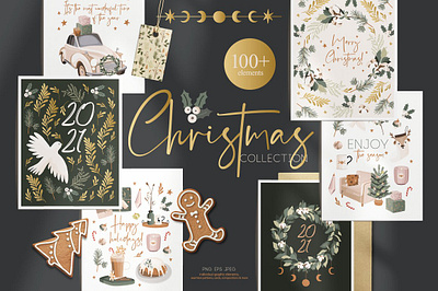 Bright Christmas collection blog blog design branding bright card christmas christmas card christmas flyer christmas party christmas tree design gold gold foil golden greeting card illustration textile wedding wedding design wreaths