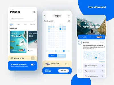 Travel planner app planner free freebie illustration interface kit mobile kit mobile travel modern clean planner app planner mobile travel app travel app ui travel planner travelapp uiux