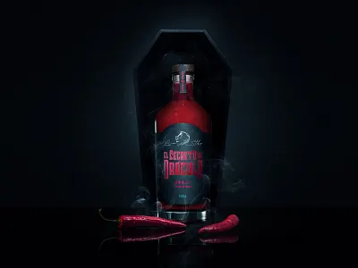 Dracula's secret bottle brand branding coffin hot spicy identity logo sauce vampire