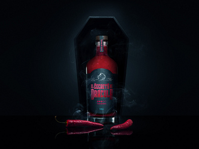 Dracula's secret bottle brand branding coffin hot spicy identity logo sauce vampire