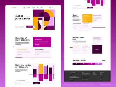 Online career management school animation cubism education website head homepage human inspiration interaction design interface landing landingpage man management online courses start screen website