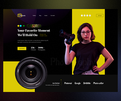 Photography Landing page agency design digital photographer graphic design home page illustration image interface landing page logo minimal nft photo design photography photography landing page ui ux web design website website design