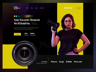 Photography Landing page agency design digital photographer graphic design home page illustration image interface landing page logo minimal nft photo design photography photography landing page ui ux web design website website design