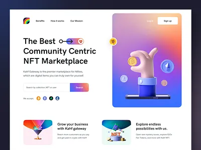 NFT Website Design 3d blockchain crypto gradient marketplace nft nfts ui website design