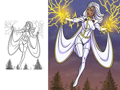 Storm (X-men series) art cartoon illustration character comic art comic book draw illustration marvelcomics