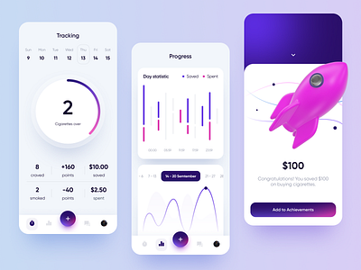 Habit Tracker App Design 3d graphics habit tracker habits health healthcare illustration mobile app mvp statistics tracker ui ux