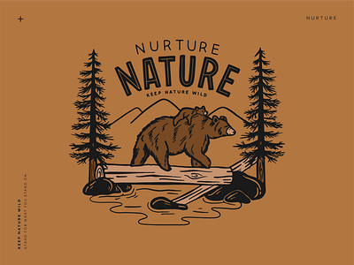 Nurture Nature bear bears brown design forest forest animals illustration landscape mountains nature nurture outdoors wildlife woods