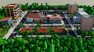 Low Poly City 3d city model low poly