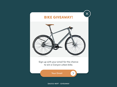 DailyUI #097 - Giveaway 097 adobe xd bike bikes canyon challenge cycling dailyui design digital give away giveaway giveaways interface minimal popup promo sports ui ux